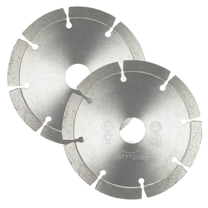Two circular diamond saw blades for cutting concrete and stone, shown overlapping on a plain white background.