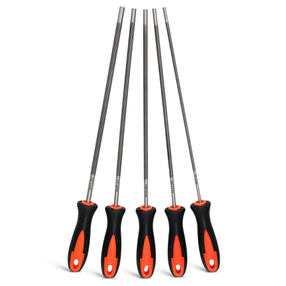 Chainsaw Sharpener File Set, 3-Piece Round Silver GCr15 Steel Chain Saw Sharpening Files with Plastic Handle, 5/32", 3/16", 7/32", Chainsaw Blade Sharpener Tool