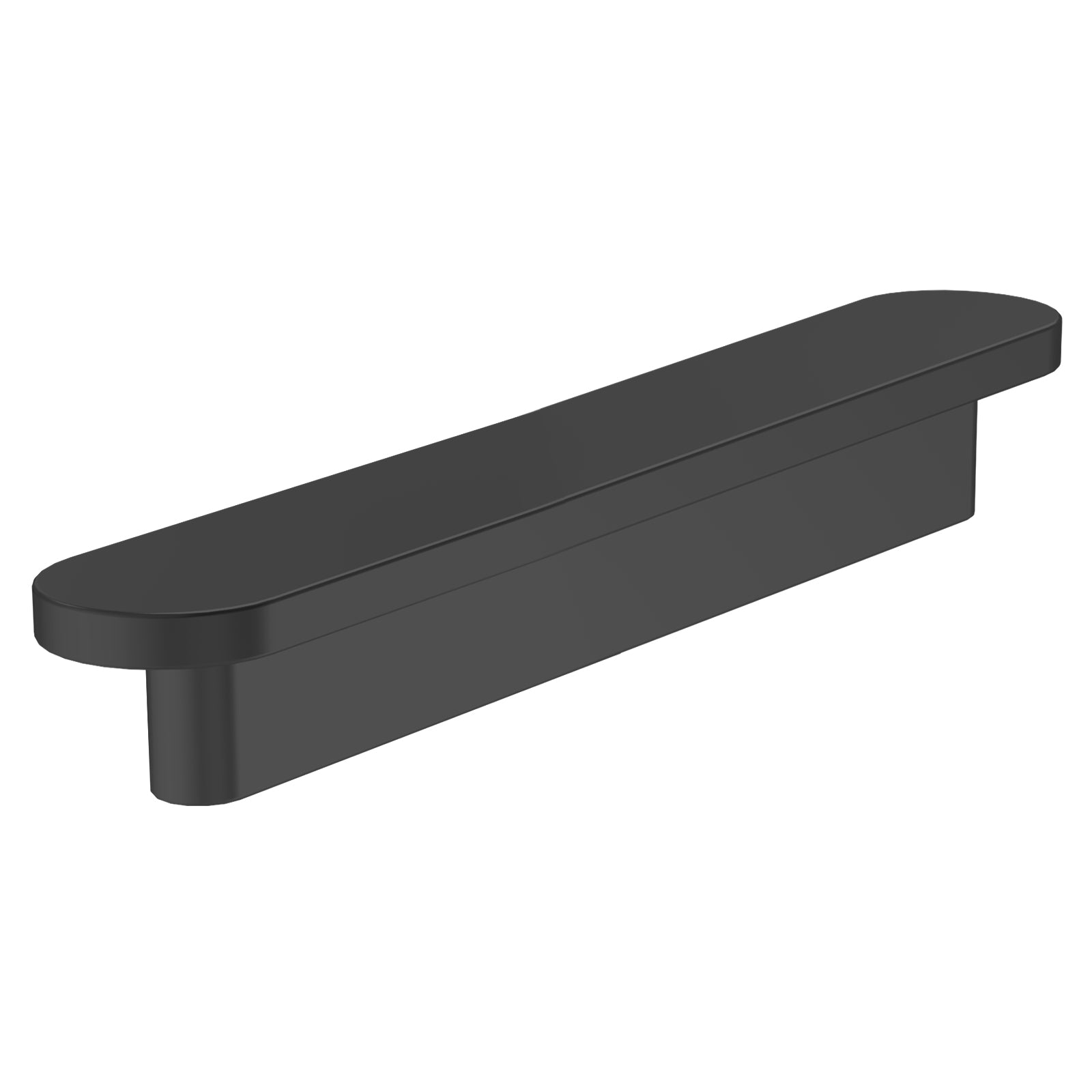 Black cabinet handle on a white background