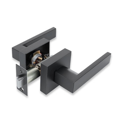 Modern door handle with lock mechanism on a white background