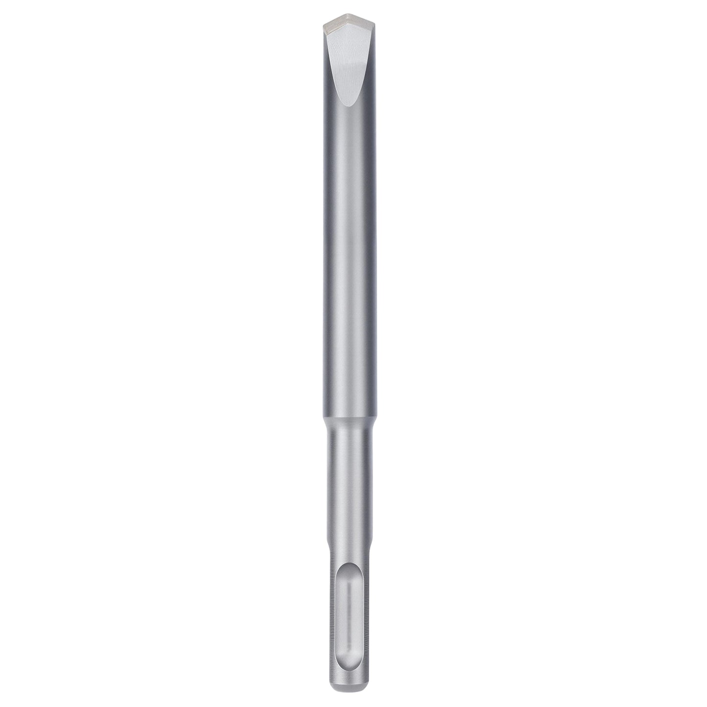 A single metallic silver tool bit or drill core bit shown vertically against a plain white background.