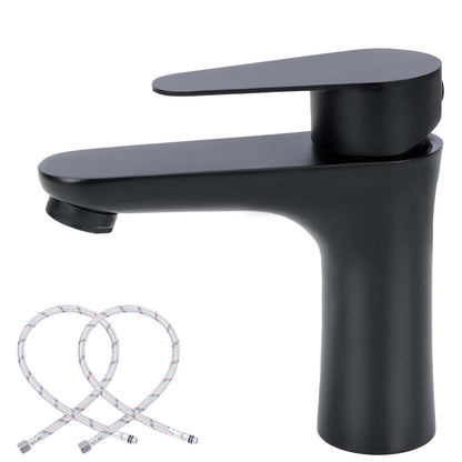 Black faucet with two shower hoses on a white background