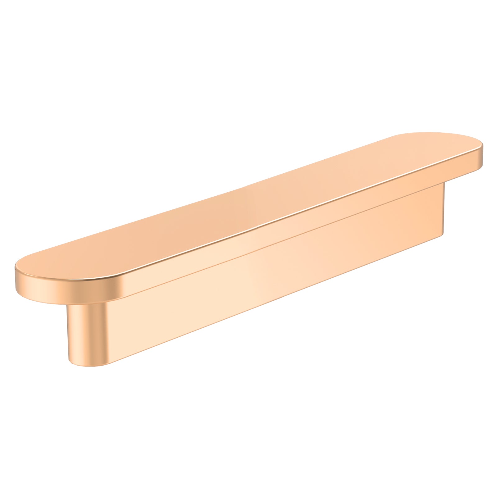Rose gold cabinet handle on a white background