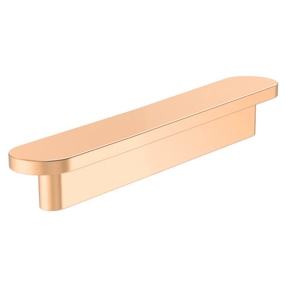Rose gold cabinet handle on a white background