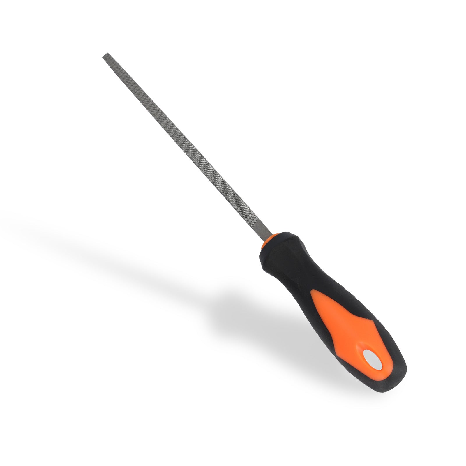 Screwdriver with orange and black handle on a white background