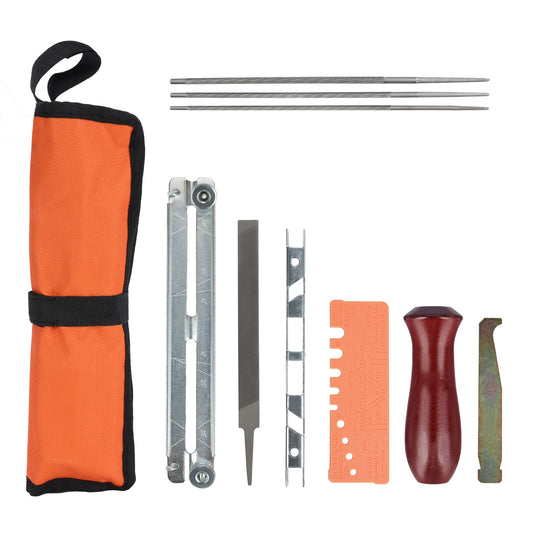 Chainsaw File Kit 9pcs, Round Files 5/32" 3/16" 7/32", Guide, Gauges & Wood Handle