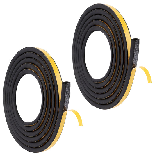 Black EPDM rubber foam weatherstripping strip 20ft self-adhesive door and window seal for draft, noise and weather protection