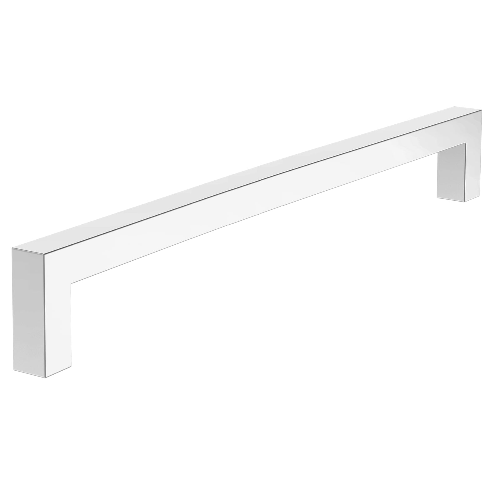 Chrome cabinet handle on a white background