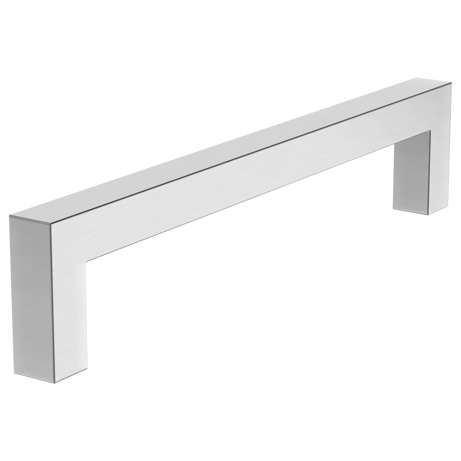 Chrome cabinet handle on a white background