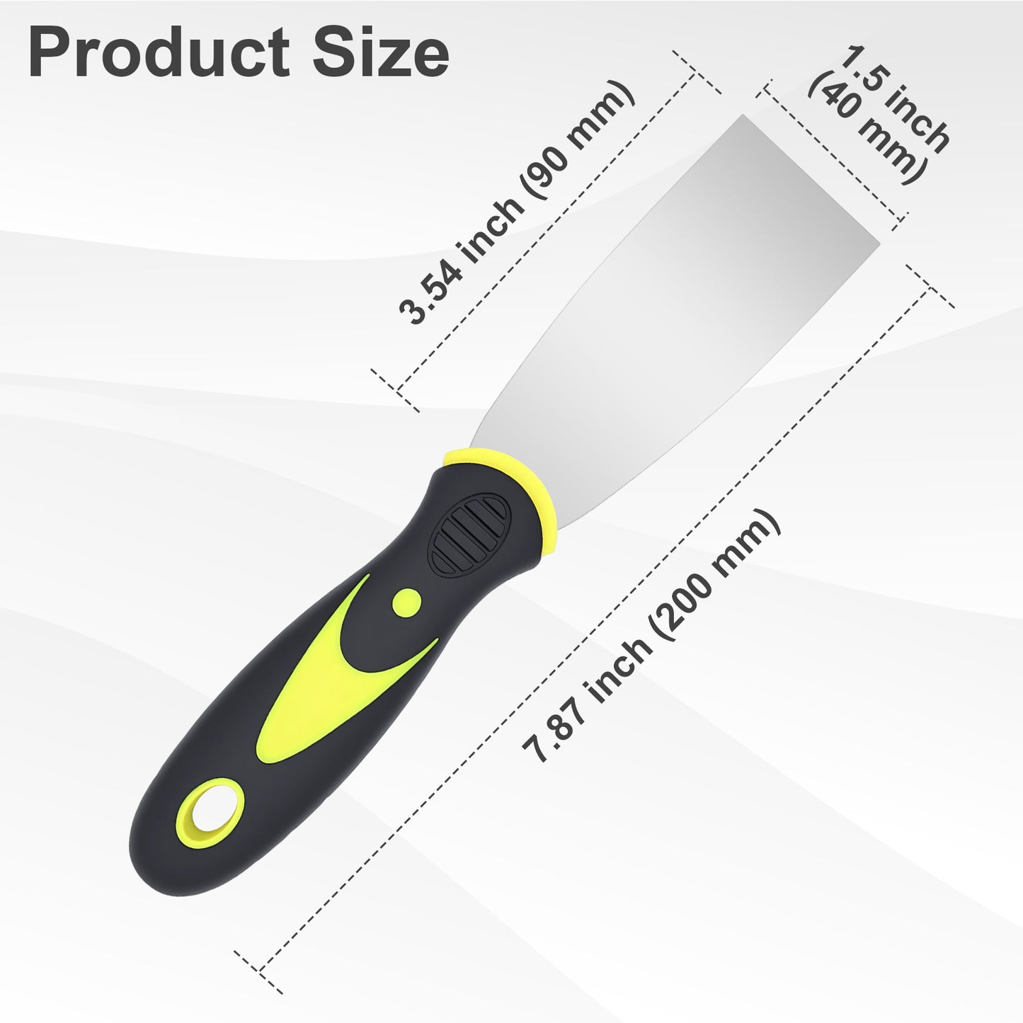 Hardy Supply 1.5 inch Flexible Putty Knife, stainless steel scraper tool with non-slip grip, for drywall spackling, paint removal, wall filling and home repair projects