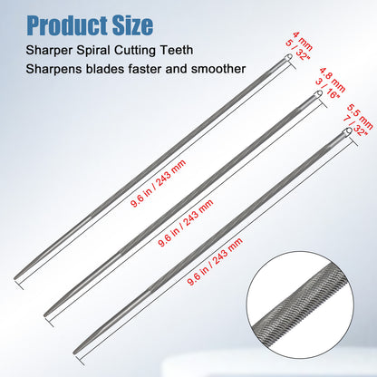 Measurement chart of a metal rod with spiral cutting teeth and detailed dimensions.