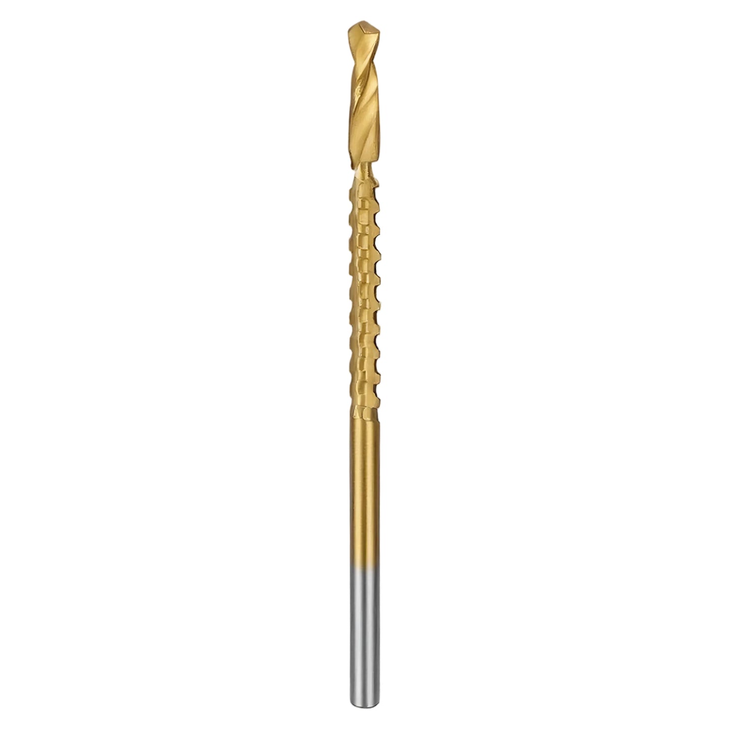 Gold drill bit on a white background