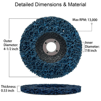 Flap disc with labeled dimensions and material properties on a white background