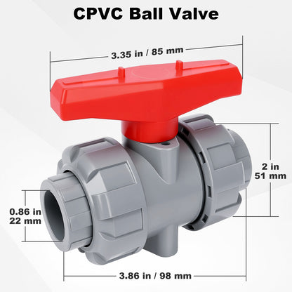 CPVC Ball Valve with Dual Swivel Connections, Swivel Water Valve, Plastic Valve for PVC Pipe