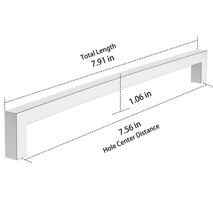Measurement diagram of a rectangular metal bar with dimensions labeled.