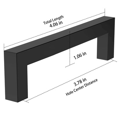Black metal bracket with dimensions labeled on a white background