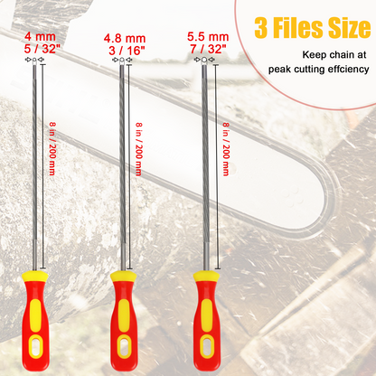 Three chain files with measurements and a road background