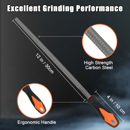 Riffler with high strength carbon steel and ergonomic handle on a dark background