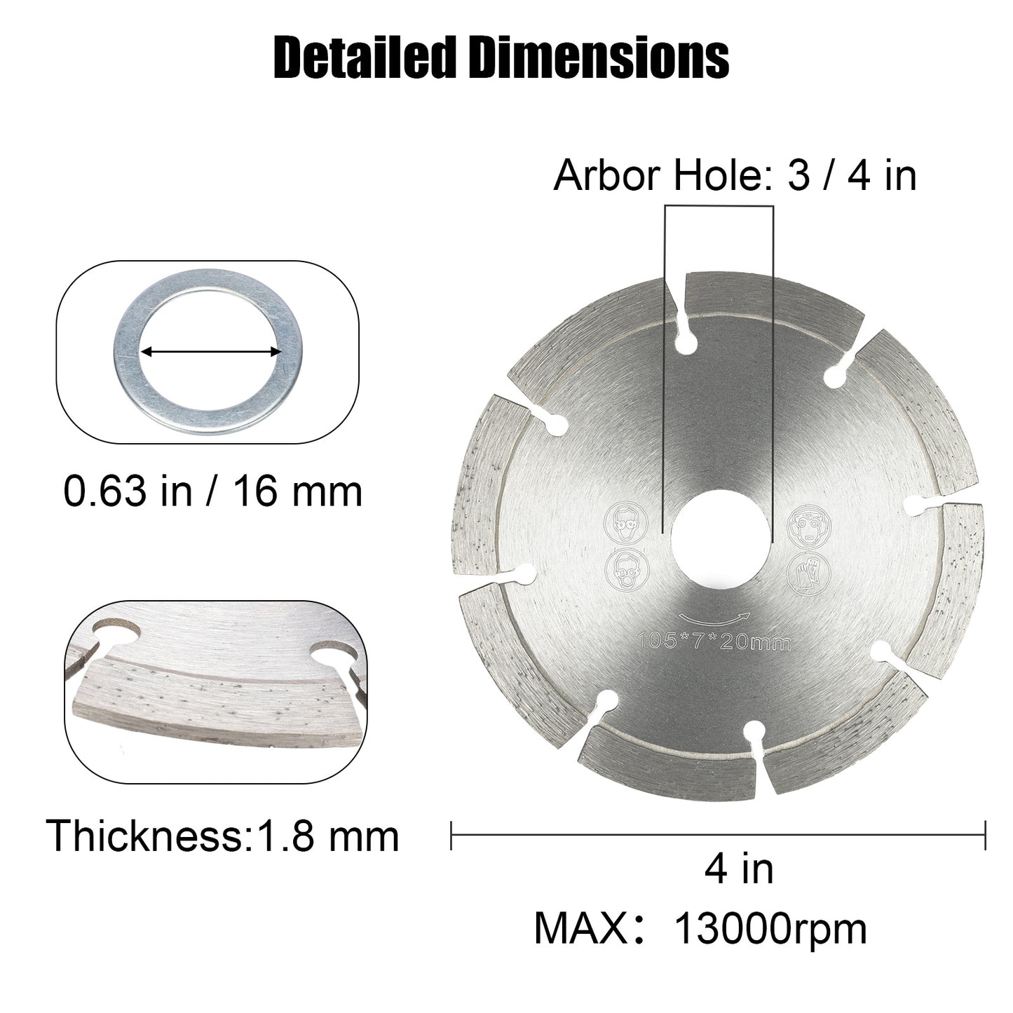 Disc brake pad with labeled dimensions on a white background