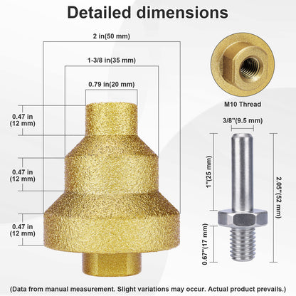 Diamond M10 Step Chamfer Bit Dimensions: 20/35/50mm, for Tile, Marble, Granite, Quartz