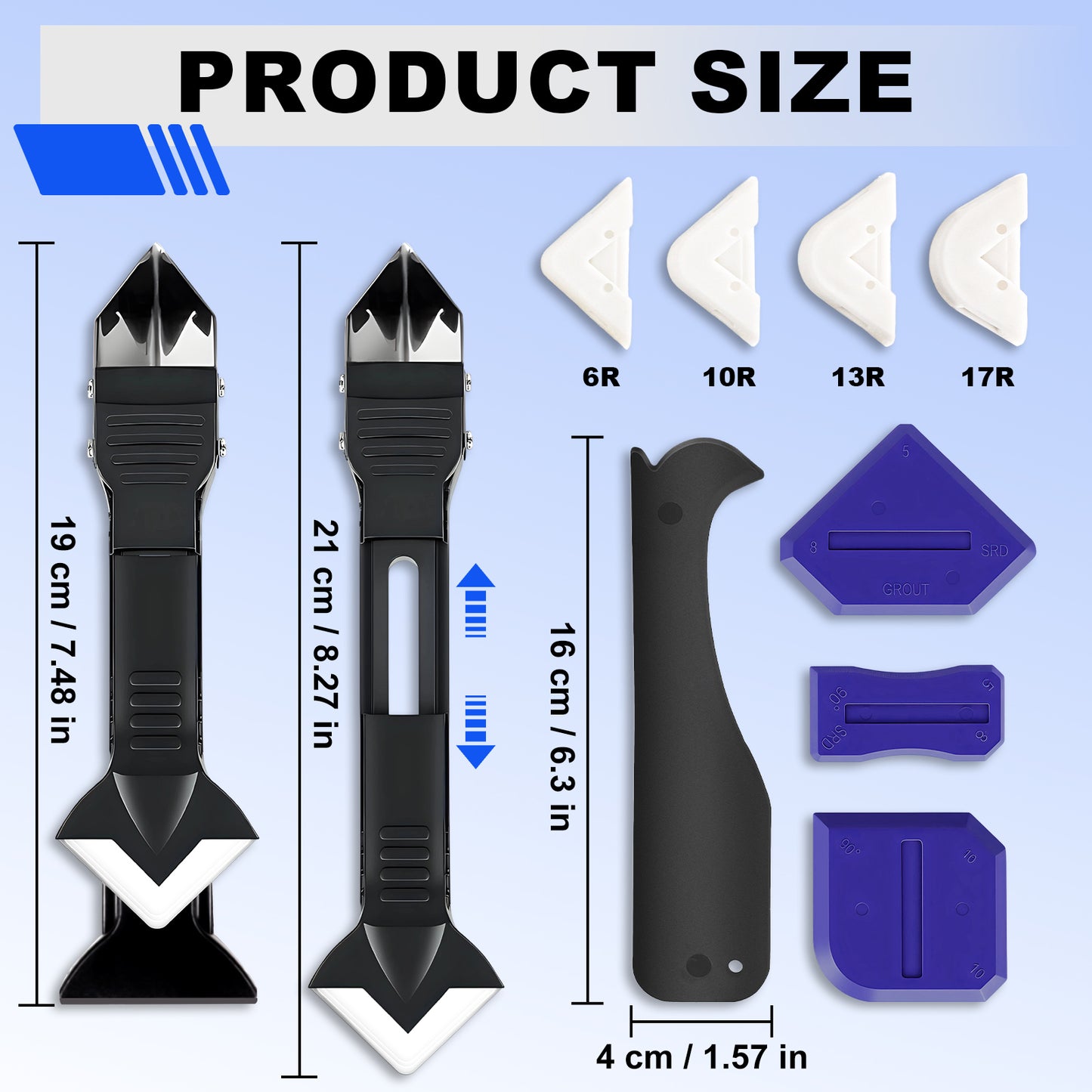3-in-1 Silicone Caulking Tool Kit, Caulk Remover, Scraper, Sealant Finisher