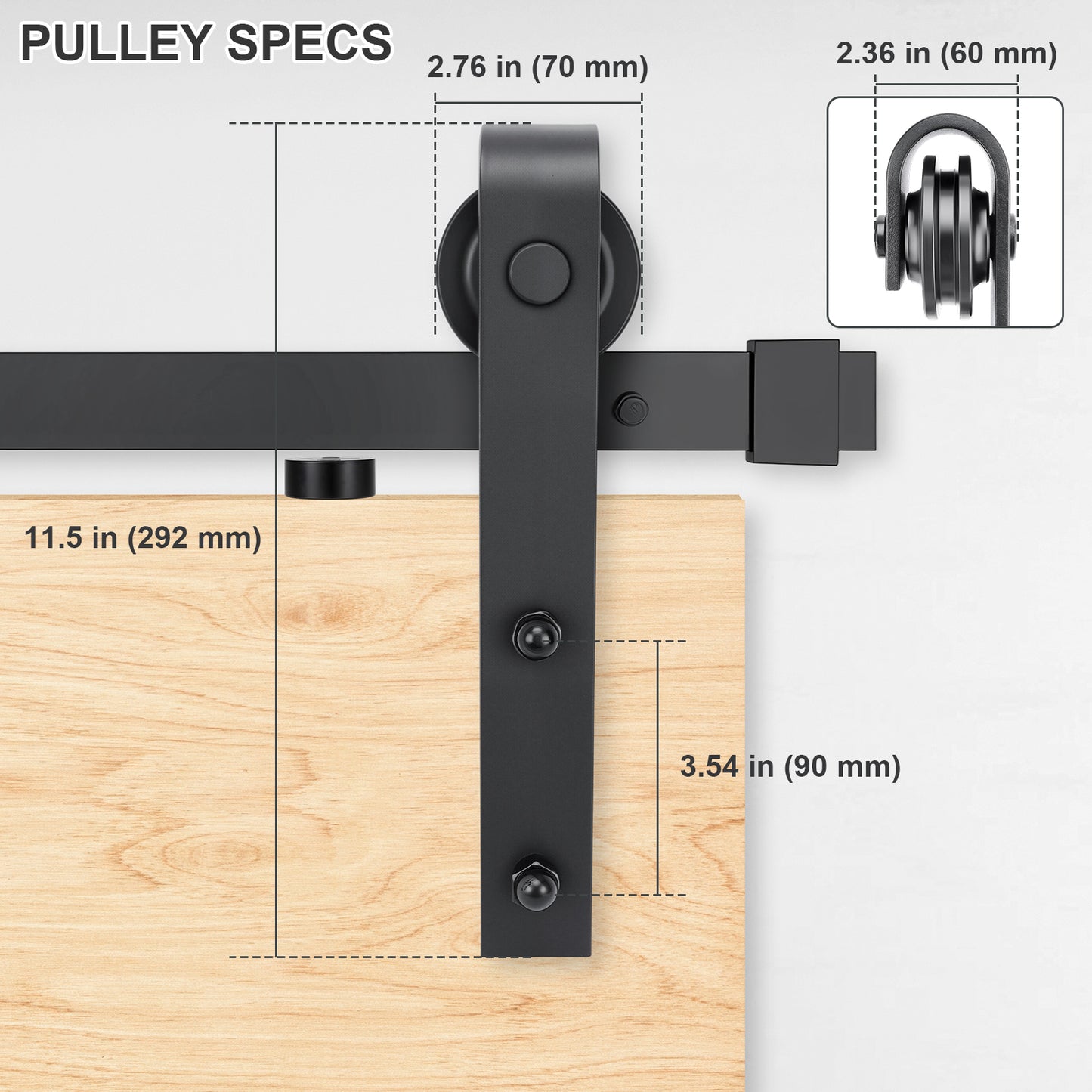 Black Carbon Steel Shed Door Track, 2 Meters
