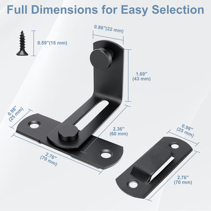 Right-Angle L-Shaped Black Stainless Steel Barn Door Latch