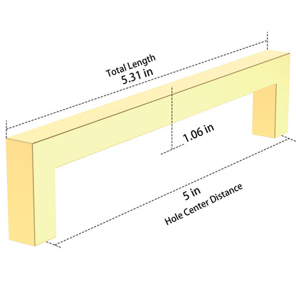 Measurement chart of a wooden drawer handle with dimensions labeled.