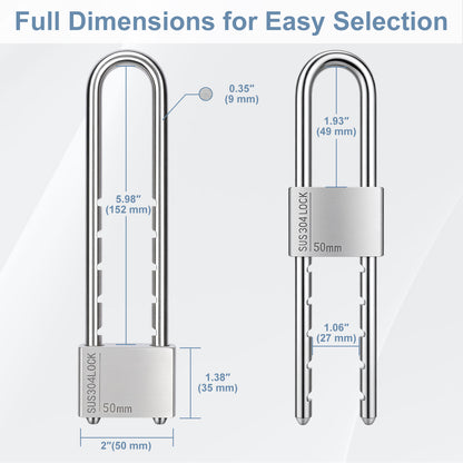 Stainless Steel Natural Finish U-Lock, 50 x 200 mm