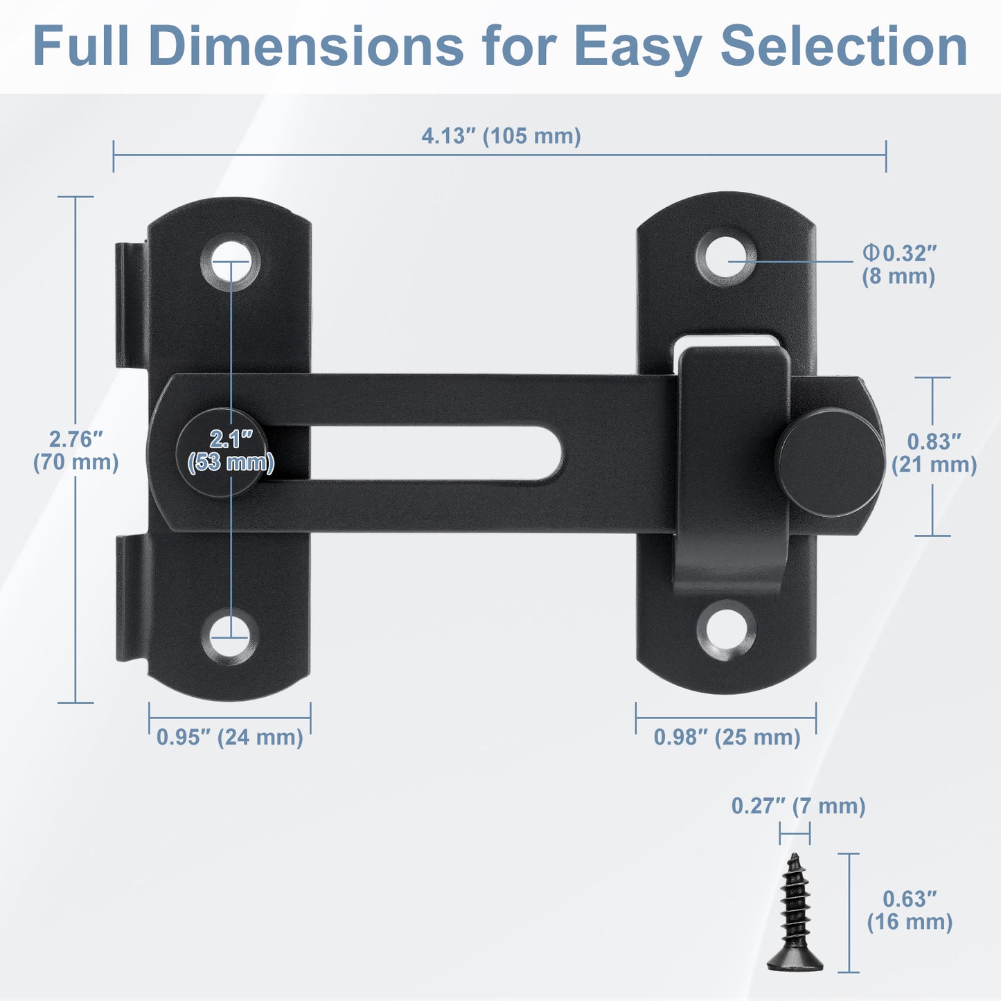 Black Stainless Steel Barn Door Latch (Side-Hinged)