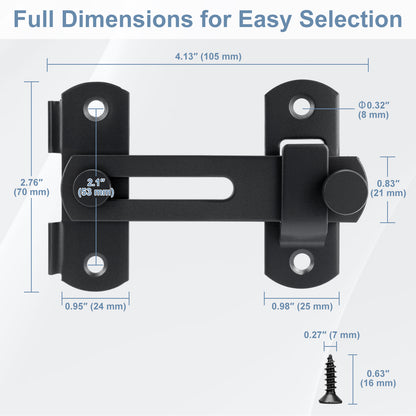 Black Stainless Steel Barn Door Latch (Side-Hinged)