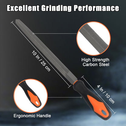 Riffler tool with measurements and features highlighted on a dark background