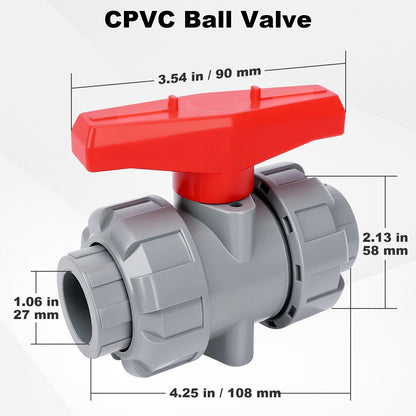 CPVC Ball Valve with Dual Swivel Connections, Swivel Water Valve, Plastic Valve for PVC Pipe