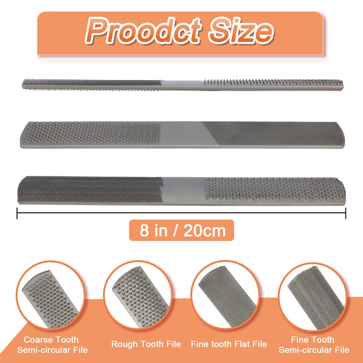 Wood Rasp 4-in-1 Hand File – Flat, Half-Round, Round & Needle, High Carbon Steel