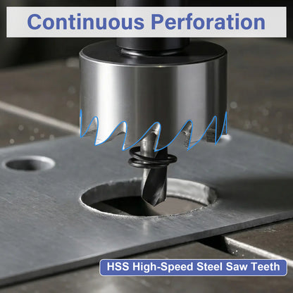 HSS Hole Saw - Continuous Perforation, Sharp High-Speed Steel Teeth for Metal & Wood