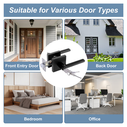 Door handle suitable for various door types including front entry, back door, bedroom, and office.