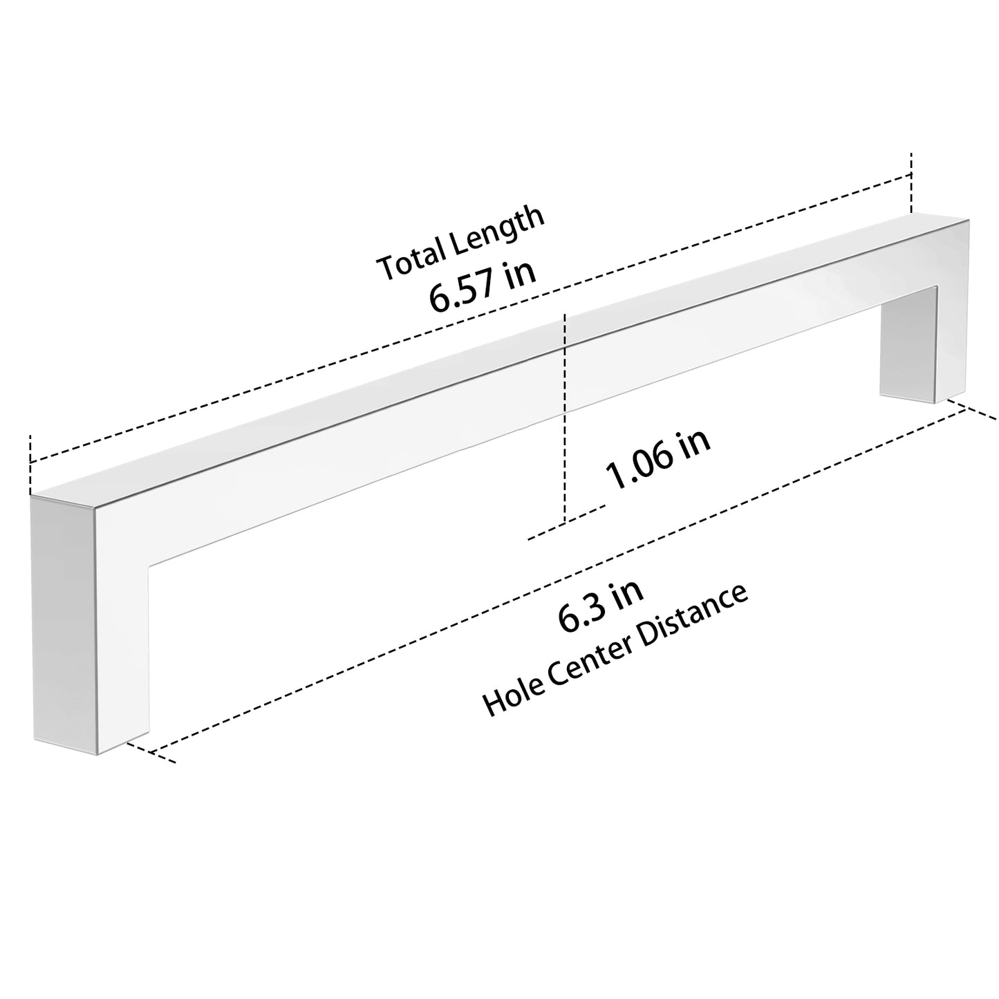 Measurement diagram of a white metal bracket with dimensions labeled.