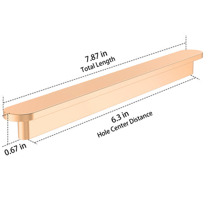 Cabinet handle with dimensions labeled on a white background