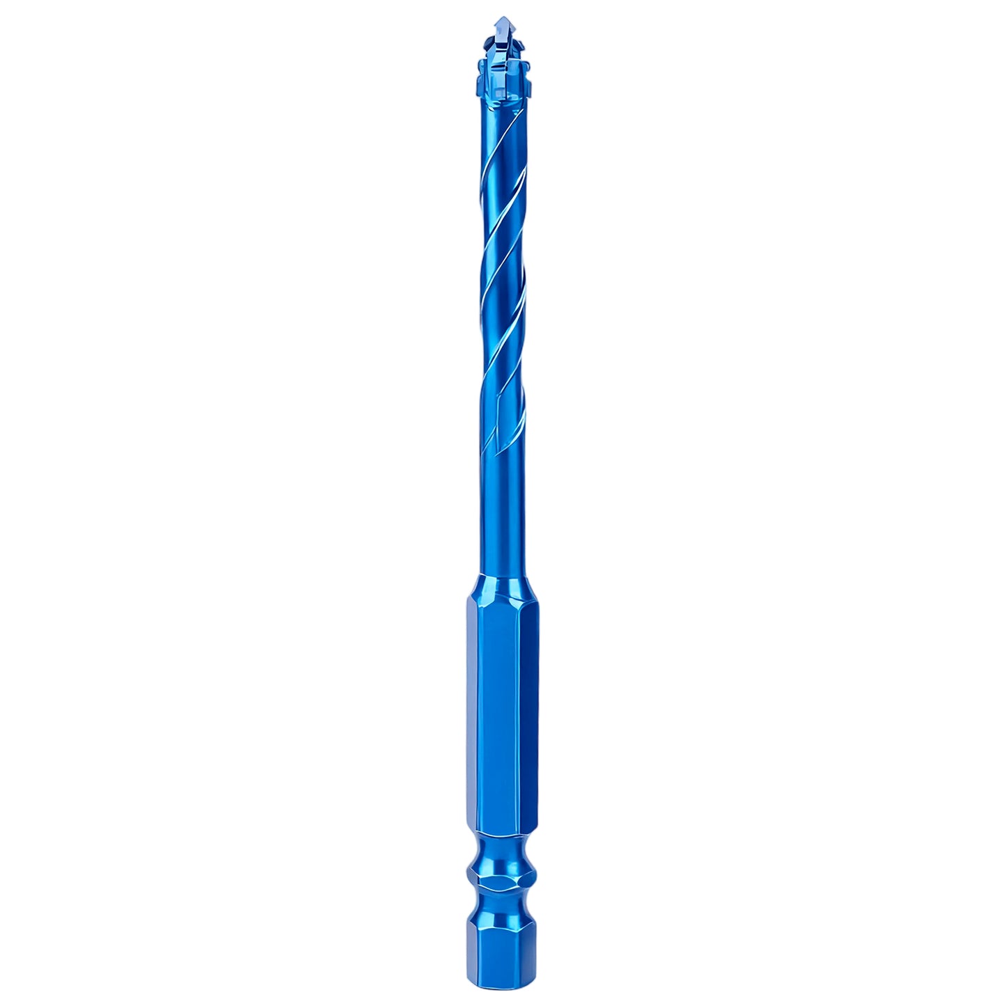 Blue drill bit on a white background