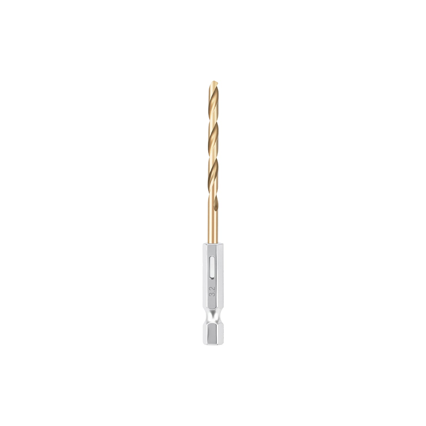 Drill bit with a hexagonal head on a white background