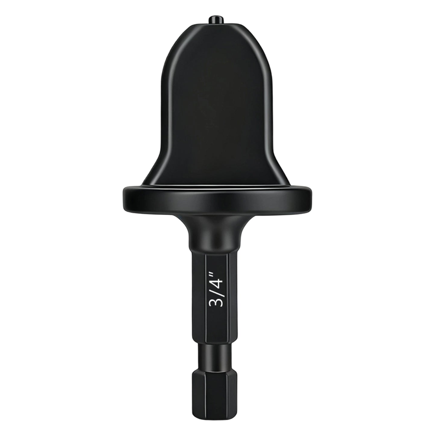 Black drill bit on a white background