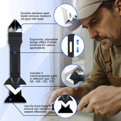 3-in-1 Silicone Caulking Tool Kit, Caulk Remover, Scraper, Sealant Finisher