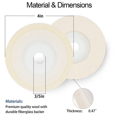 Illustration of a circular object with dimensions and material details on a white background