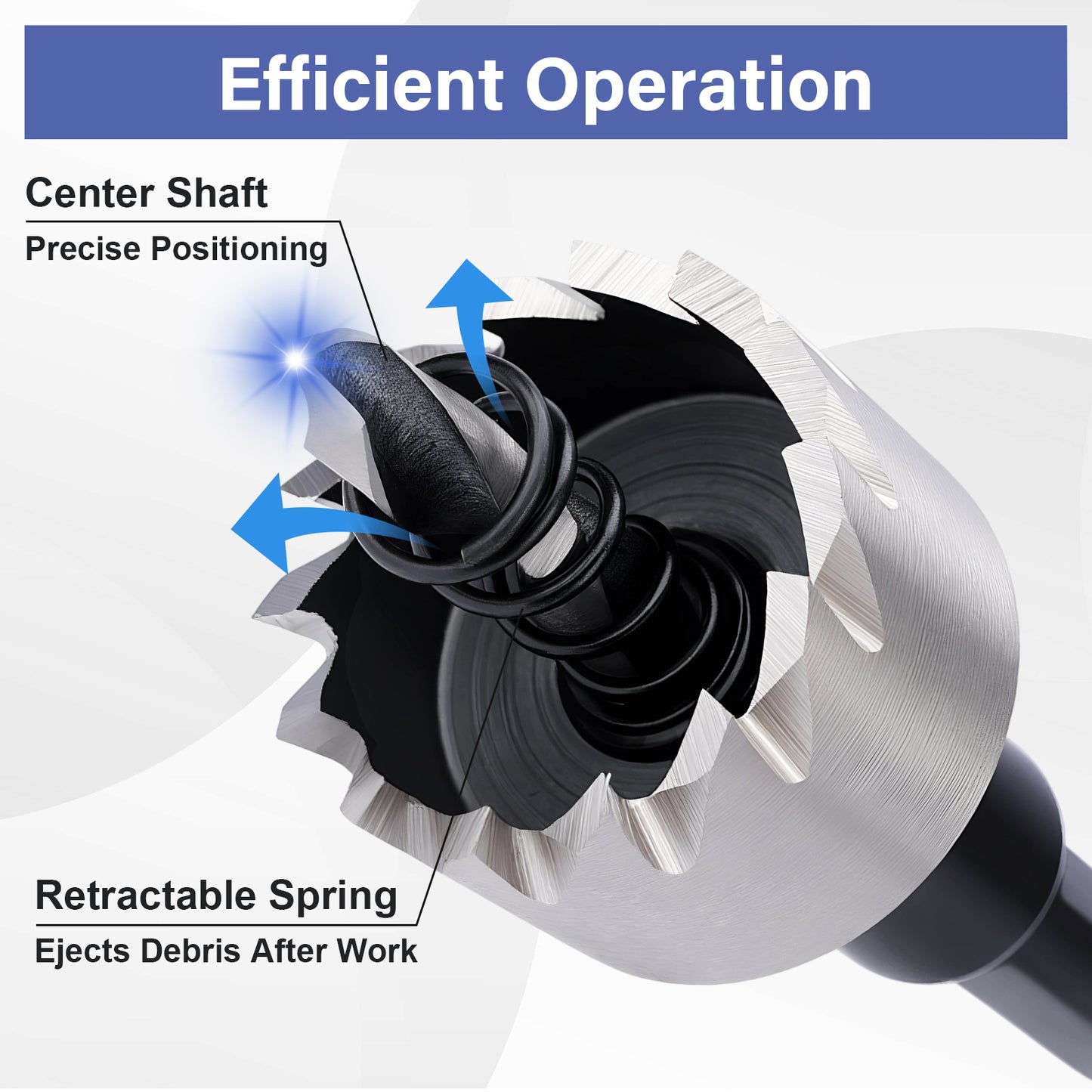 HSS Hole Saw with Center Drill & Eject Spring - Precise Positioning & Debris Removal