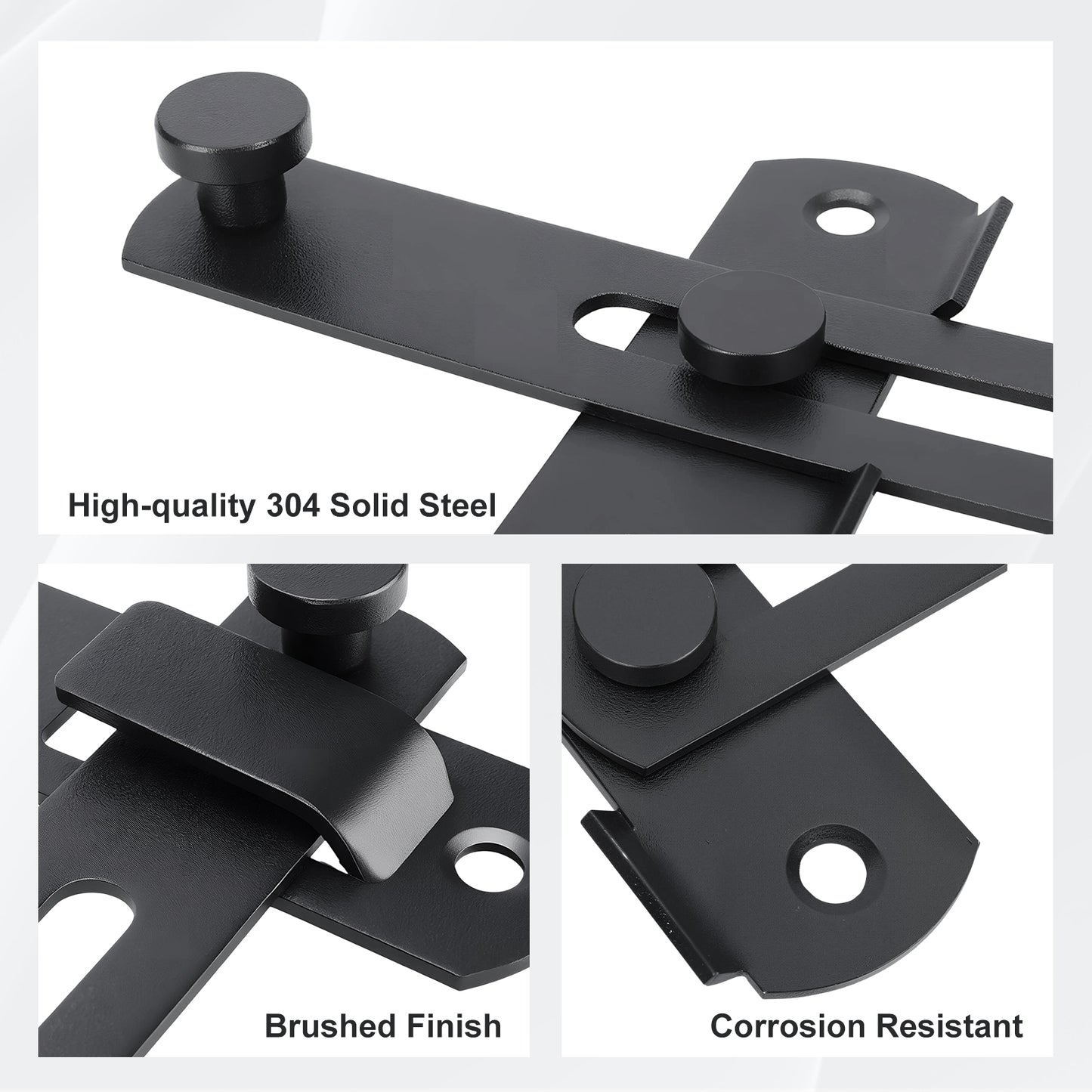 Black Stainless Steel Barn Door Latch (Side-Hinged)