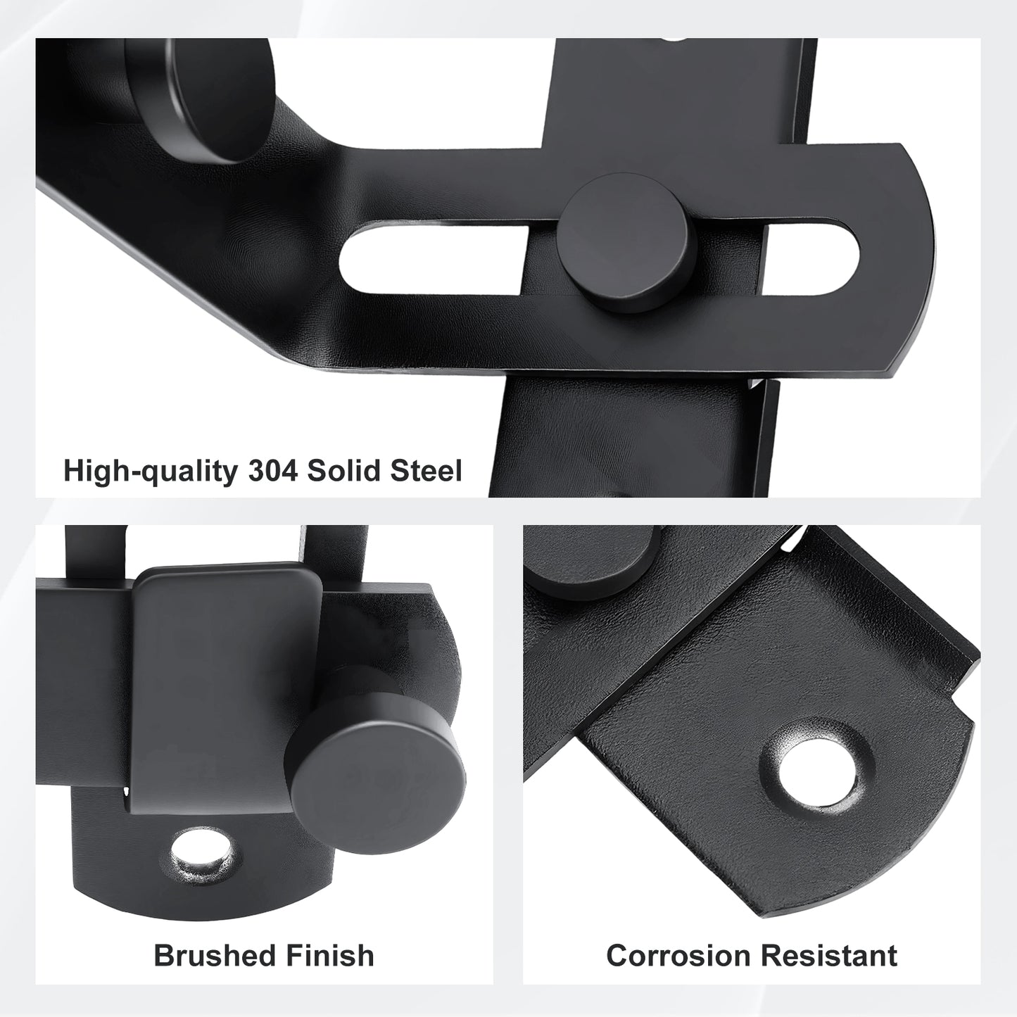 Right-Angle L-Shaped Black Stainless Steel Barn Door Latch