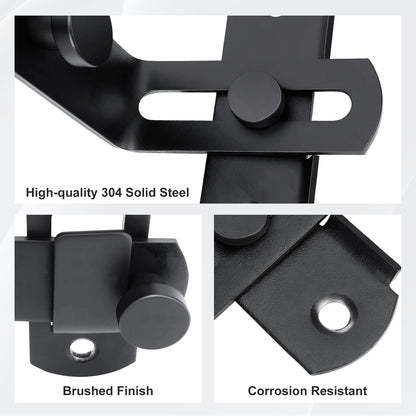 Right-Angle L-Shaped Black Stainless Steel Barn Door Latch