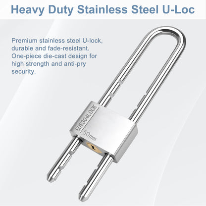 Stainless Steel Natural Finish U-Lock, 50 x 200 mm