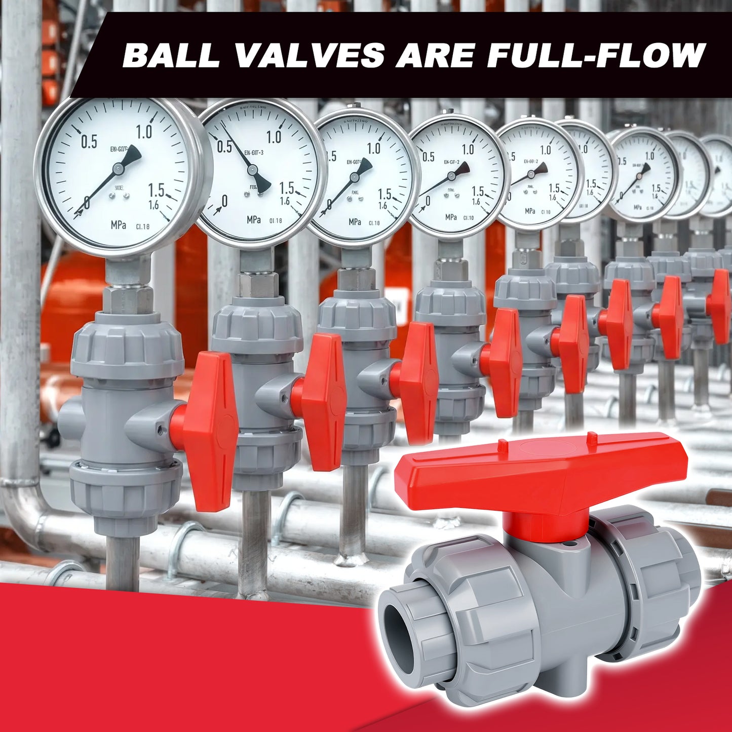 CPVC Ball Valve with Dual Swivel Connections, Swivel Water Valve, Plastic Valve for PVC Pipe