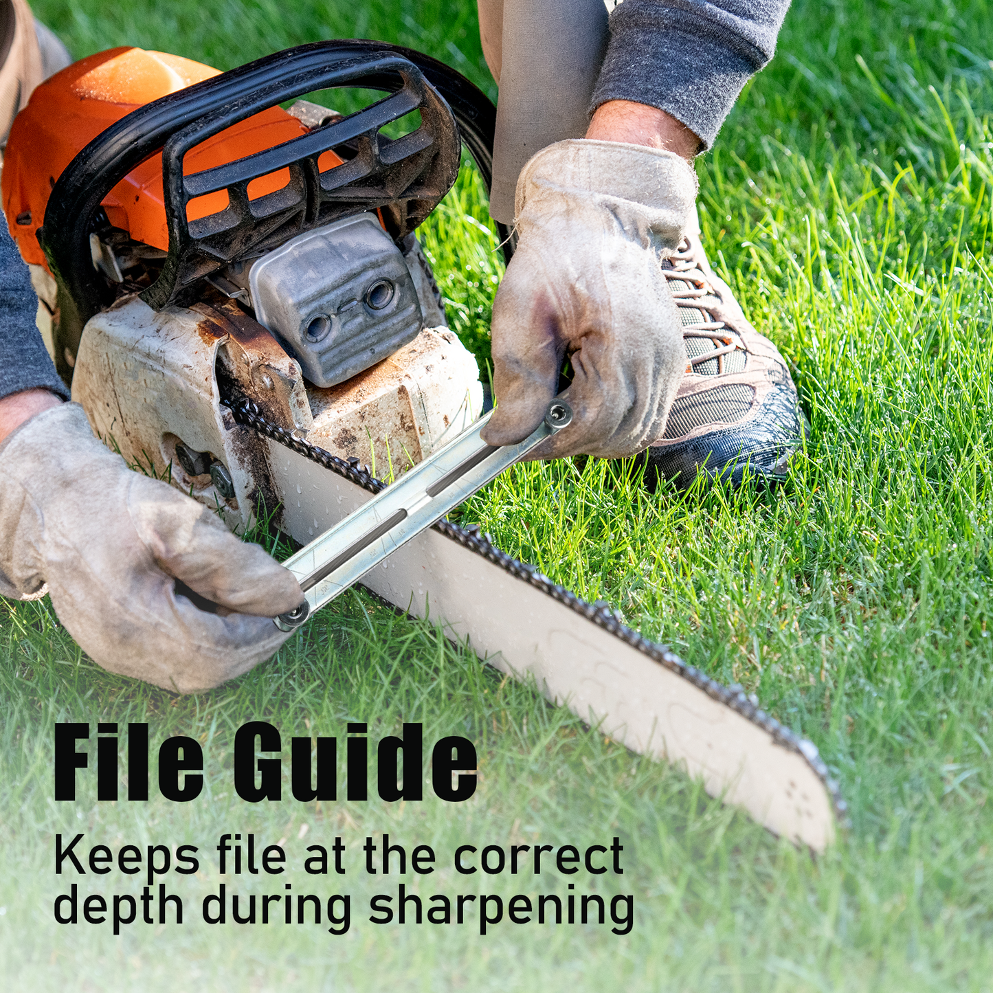 Chainsaw File Kit 9pcs, Round Files 5/32" 3/16" 7/32", Guide, Gauges & Wood Handle